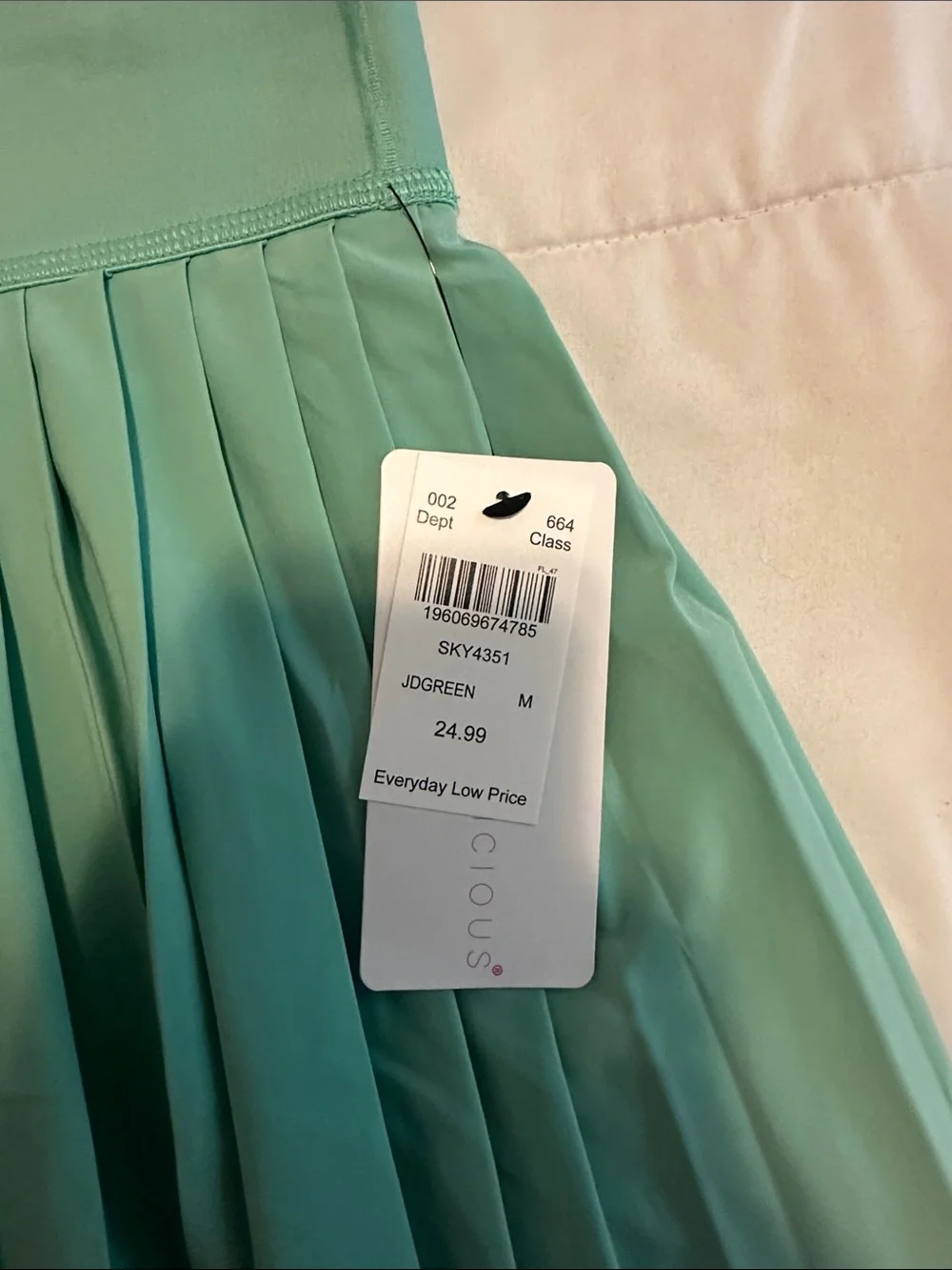 Pleated A-Line Mini Skirt in Mint Green